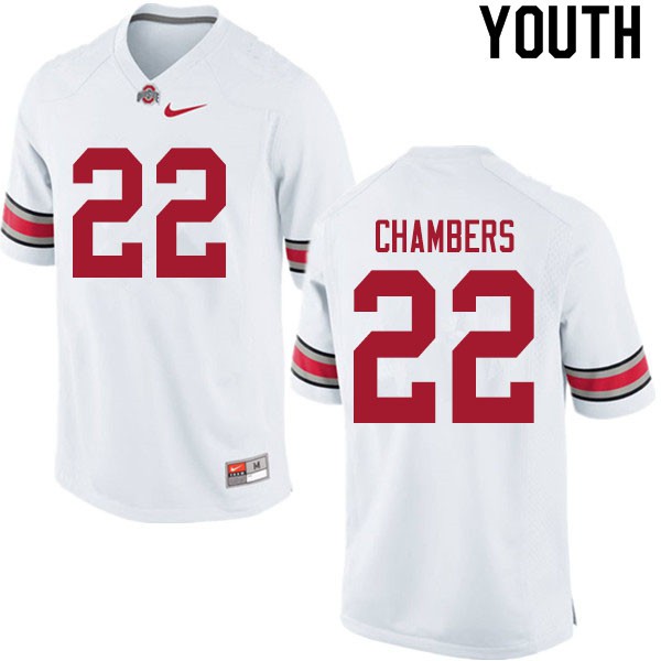 Ohio State Buckeyes #22 Steele Chambers Youth Embroidery Jersey White